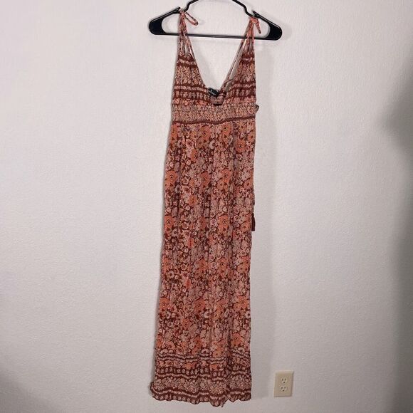 NWT Lulu’s Field Day Rust Orange Floral Maxi Dress - Picture 1 of 8